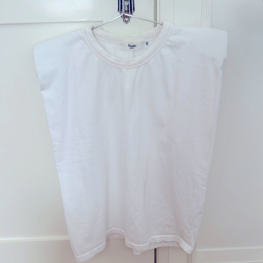 Frankie Shop White Padded-Shoulder Short Sleeve Tee